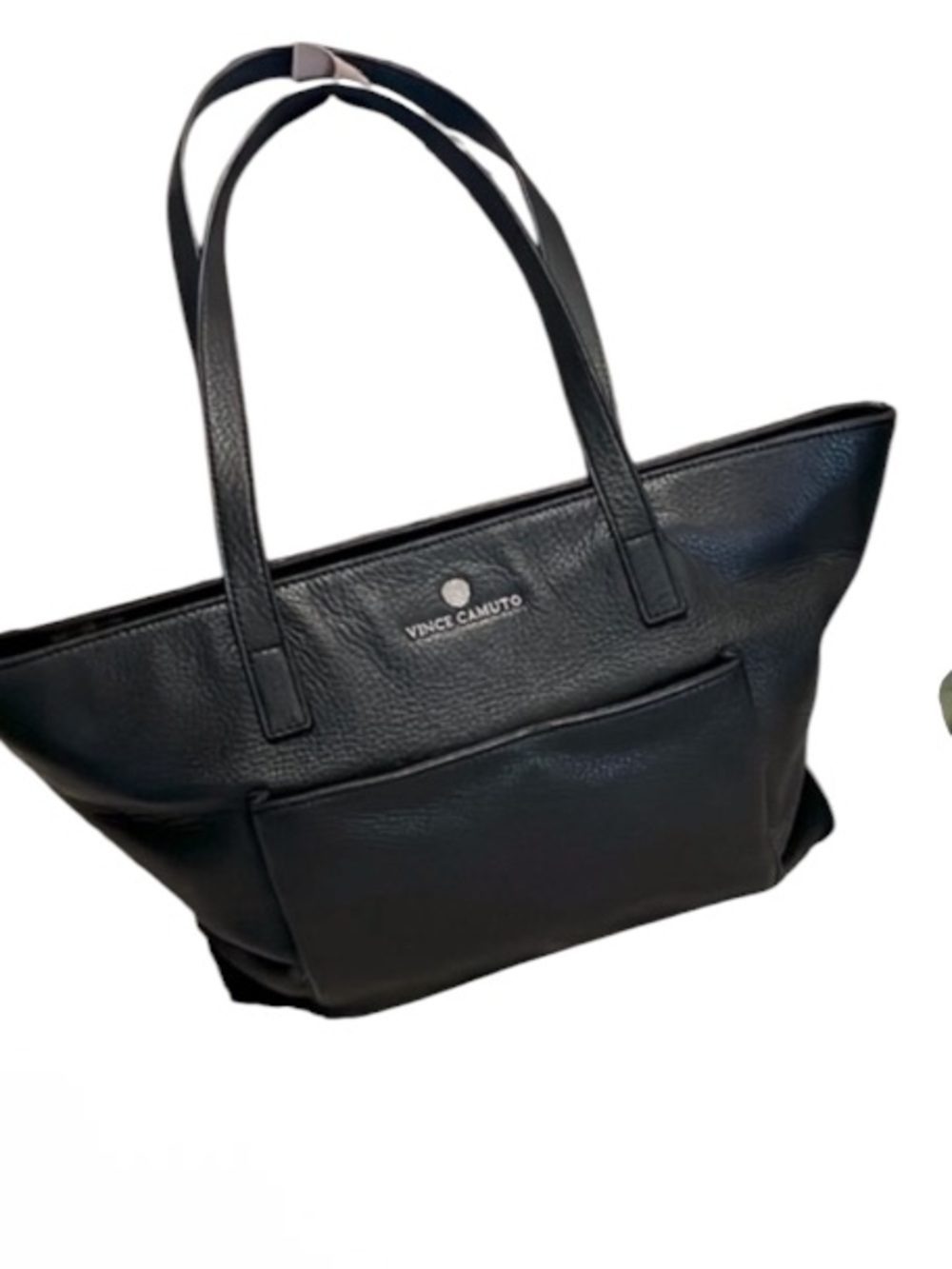 Vince Camuto Women’s Alda Black Pebbled Leather Two Handle Tote Bag Purse